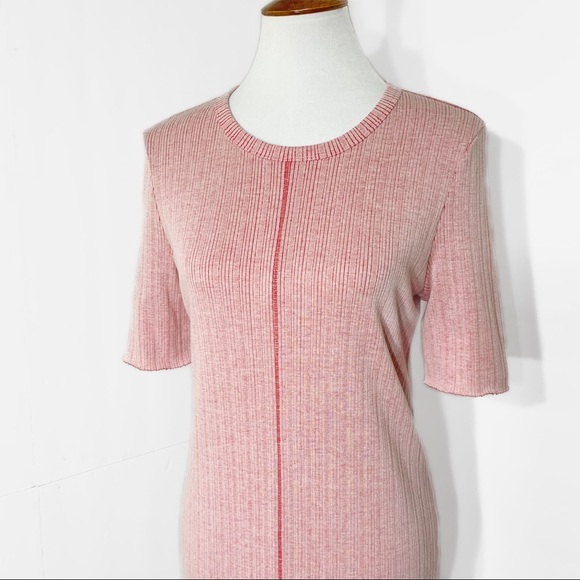 SOLD-Rag & Bone Two Tone Pink Ribbed Midi Dress - Picture 4 of 16